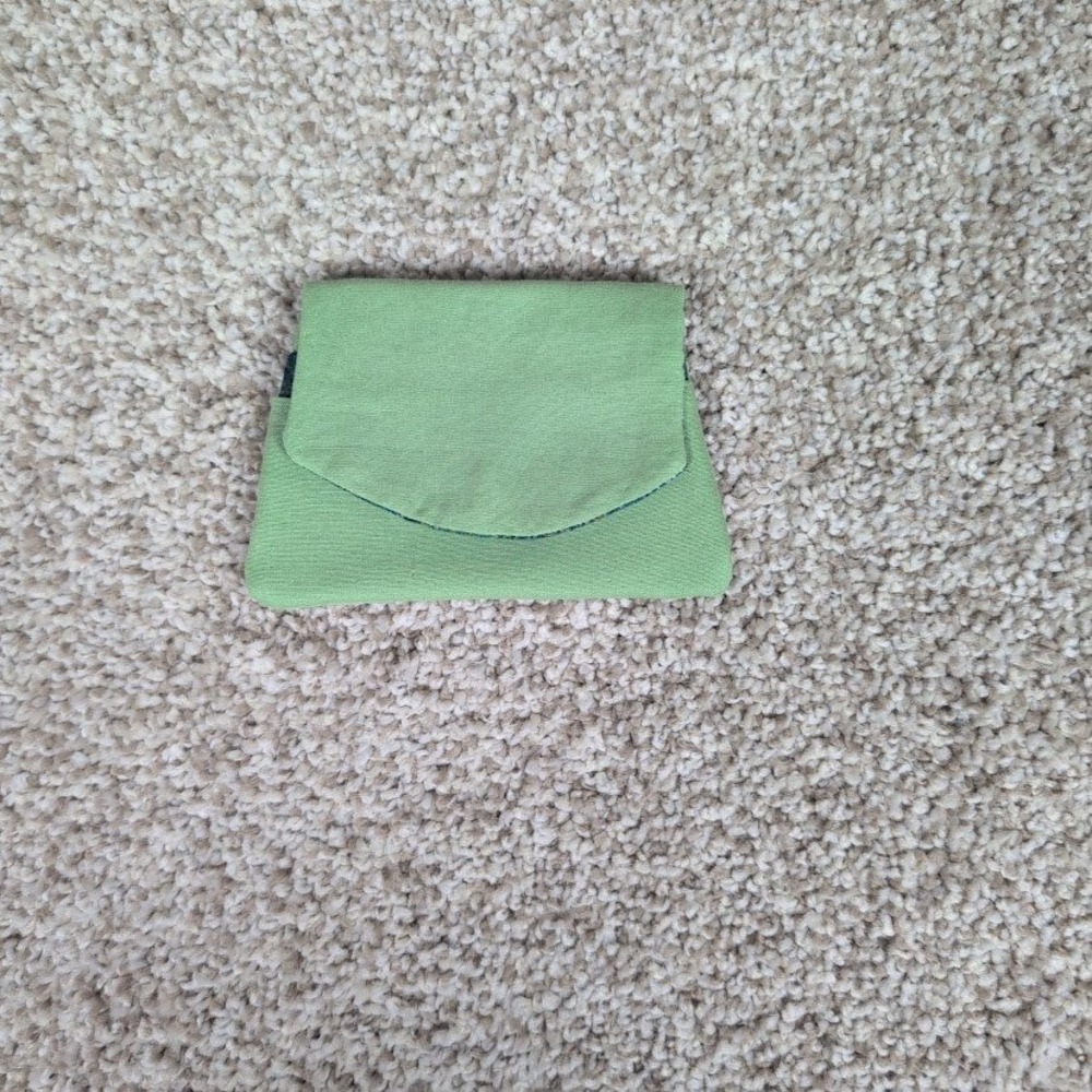 Handmade Pocket Wallet Credit Card Holder Moss Green/Marble Fabric Compact Small